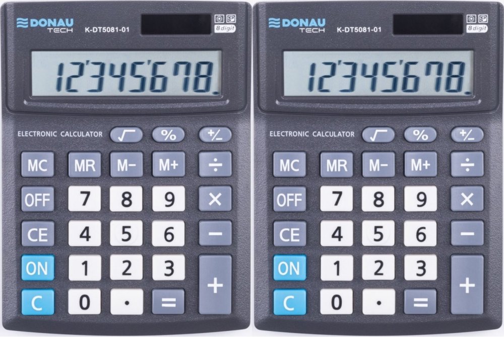 2x Kalkulator biurowy Donau Tech Office, 8-cyfr, czarny