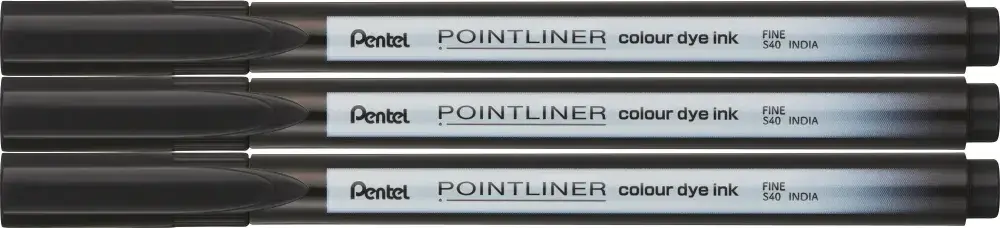 3x Cienkopis Pentel Pointliner Colour, czarny