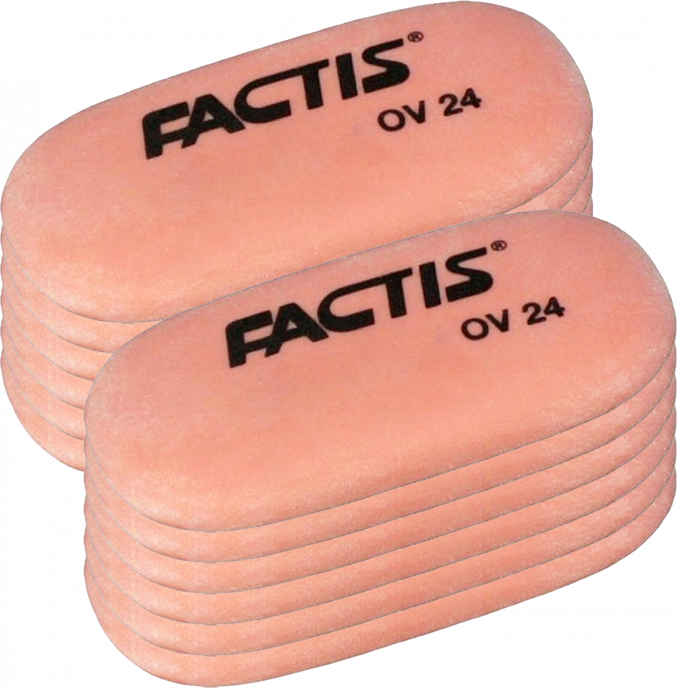 12x Gumka uniwersalna Factis, OV24, 49x23.5x9.2mm, pomarańczowy