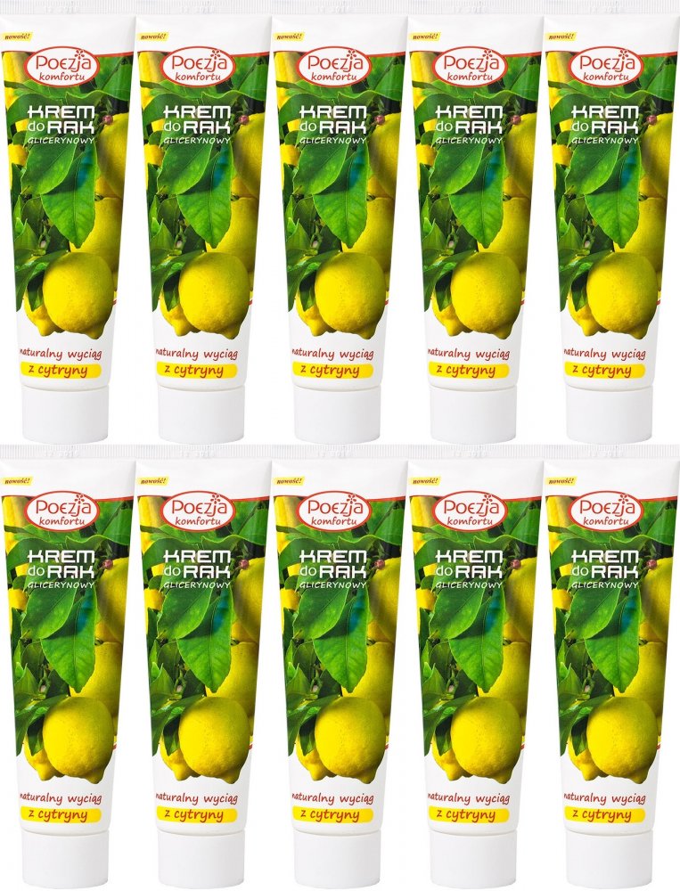 10x Krem do rąk Poezja, glicerynowo-cytrynowy, 100ml