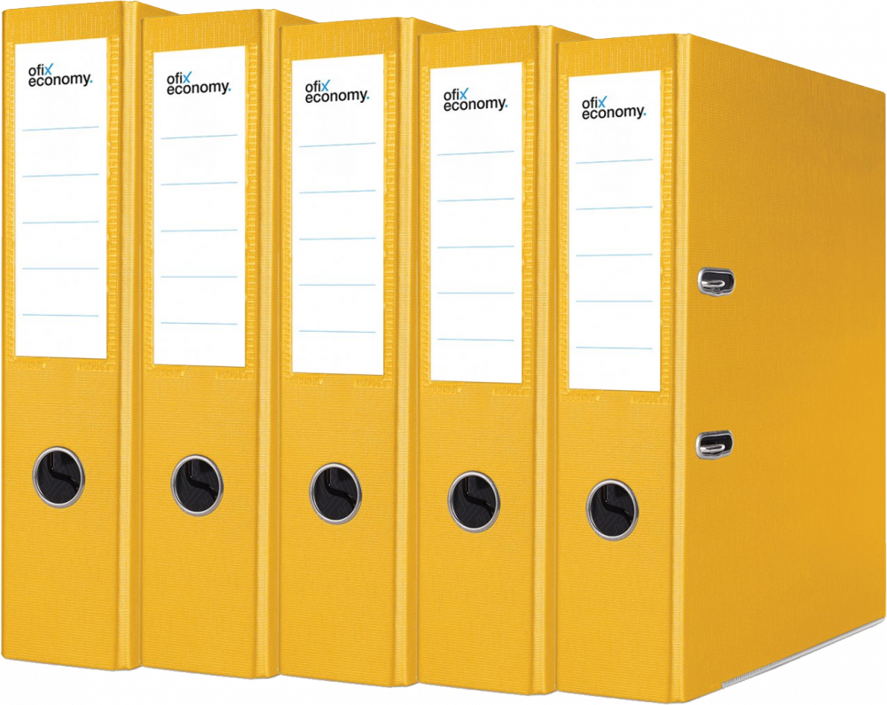 5x Segregator A4 Ofix Economy, z wyklejką, 75mm, do 500 kartek, żółty