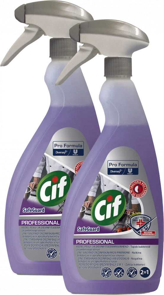2x Płyn do mycia i dezynfekcji Cif Professional 2w1, z rozpylaczem, 0.75ml