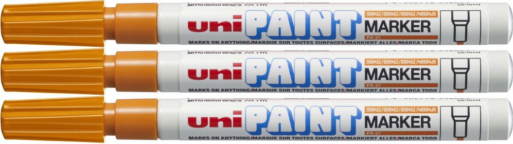 3x Marker olejowy Uni PX-21, okrągła, 1.2 mm, pomarańczowy