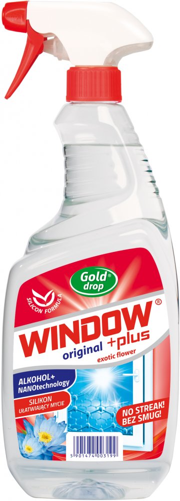 Płyn do mycia szyb i luster Gold Drop Window Plus Nanotechnologia, z rozpylaczem, cytrynowo-kwiatowy, 750ml
