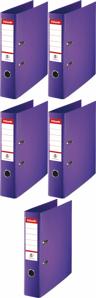 5x Segregator A4 Esselte No.1 Power, 75mm, do 500 kartek fioletowy