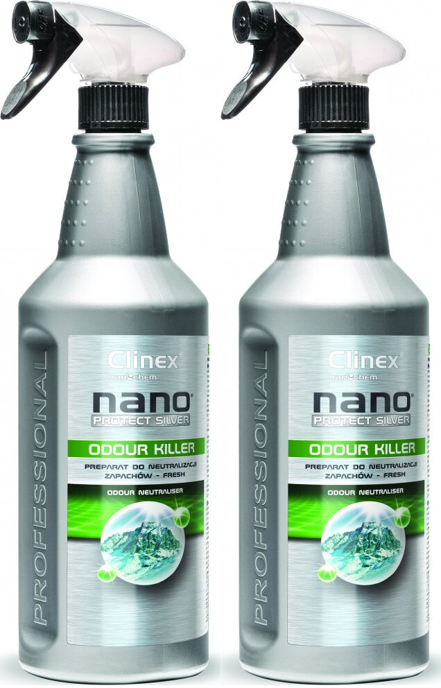 2x Preparat do neutralizacji zapachów Clinex Nano Protect Silver Odour Killer, spray, fresh, 1l