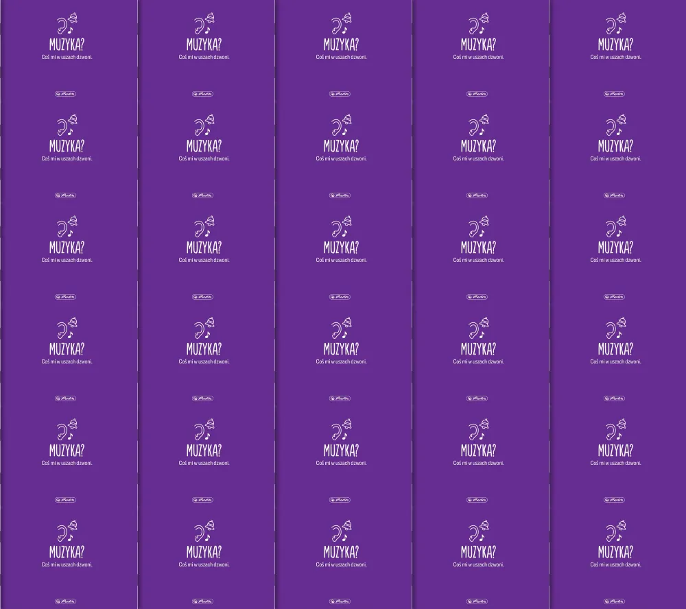 60x Zeszyt przedmiotowy w pięciolinię Herlitz Muzyka (zeszyt do nut), A5, 16 kartek, fioletowy