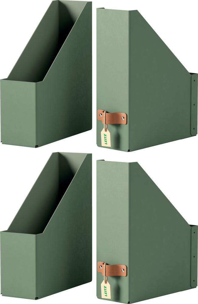 2x Organizer kartonowy na dokumenty Leitz Puro, z tektury z recyklingu, A4, 100mm, do 900 kartek, 2 sztuki, zielony