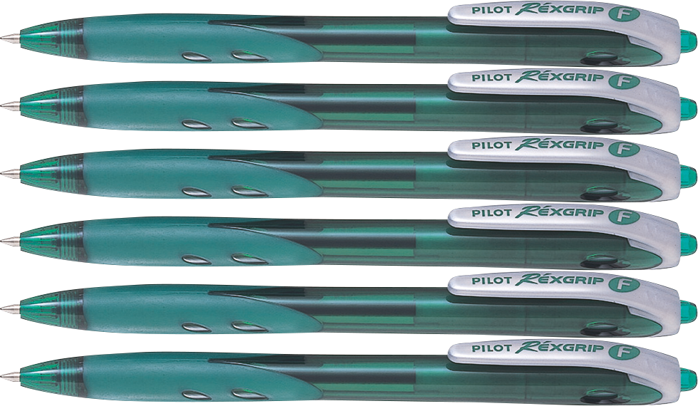 6x Długopis automatyczny Pilot, Rexgrip F, 0.21mm, zielony