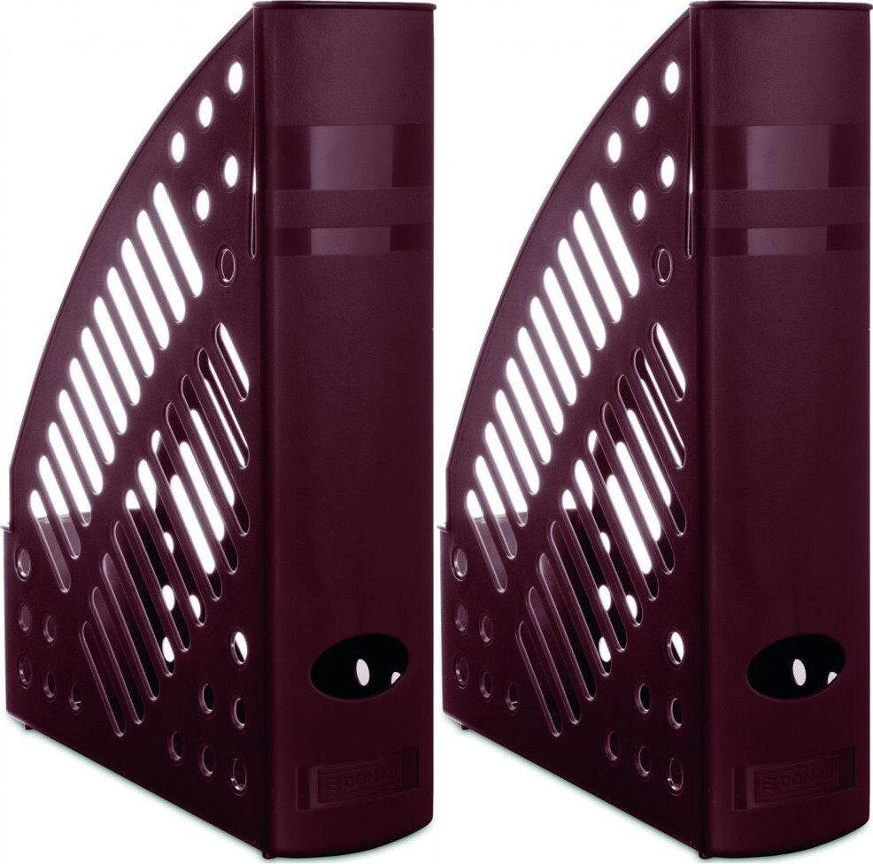 2x Pojemnik ażurowy na dokumenty Donau, A4, 70mm, do 700 kartek bordowy