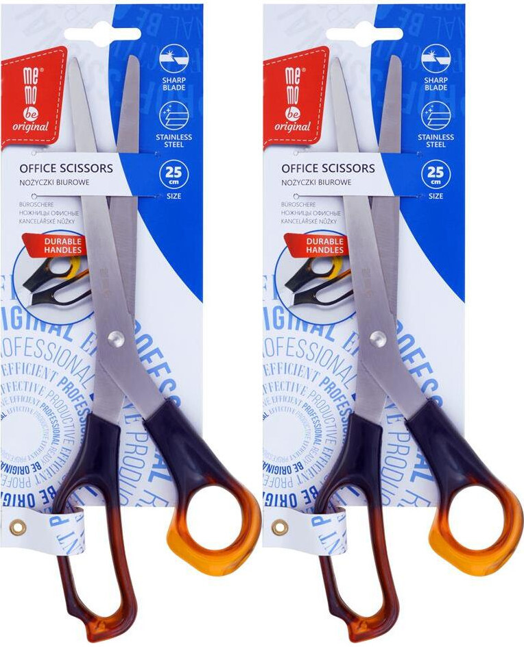 2x Nożyczki biurowe MemoBe, 25cm, bursztynowy