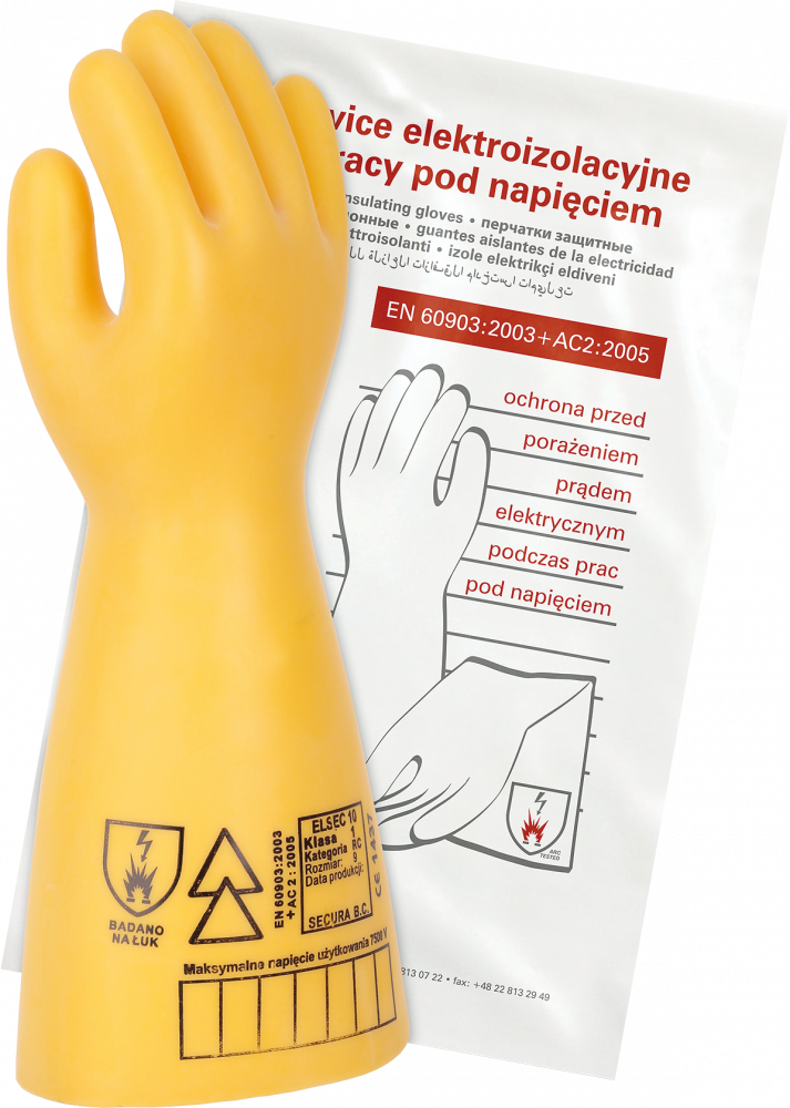 Rękawice elektrostatyczne Secura Elsec 10 kV, rozmiar 11, żółty
