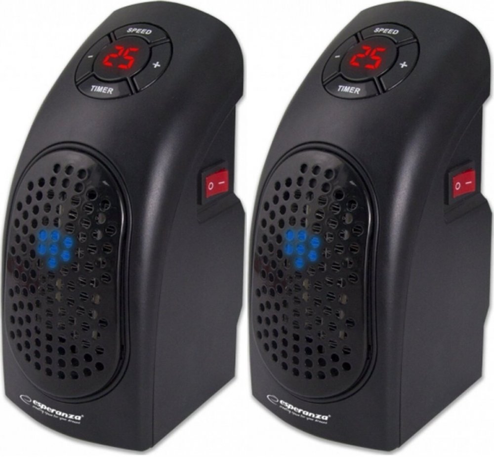 2x Mini termowentylator Esperanza Kalahari, czarny