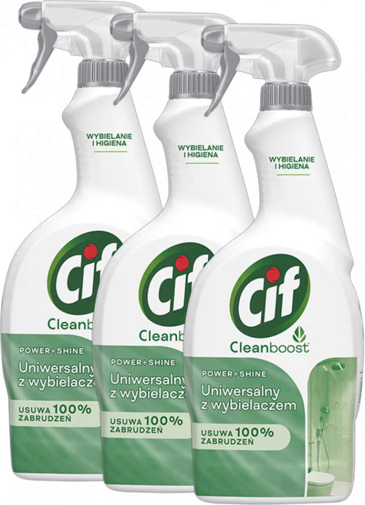 3x Płyn z wybielaczem Cif Power&Shine, z rozpylaczem, 0.75l