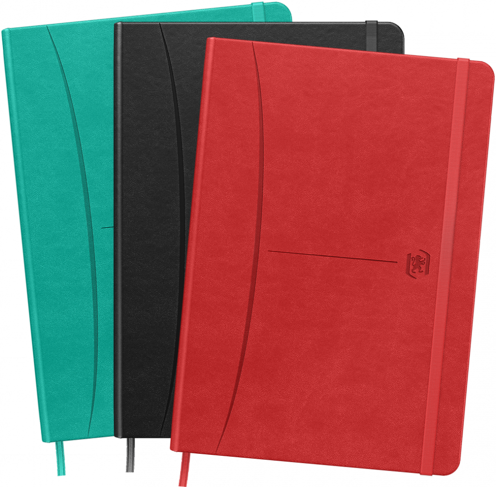 3x Notatnik w kratkę Oxford Signature, z gumką, A5, twarda oprawa, 80 kartek, mix kolorów