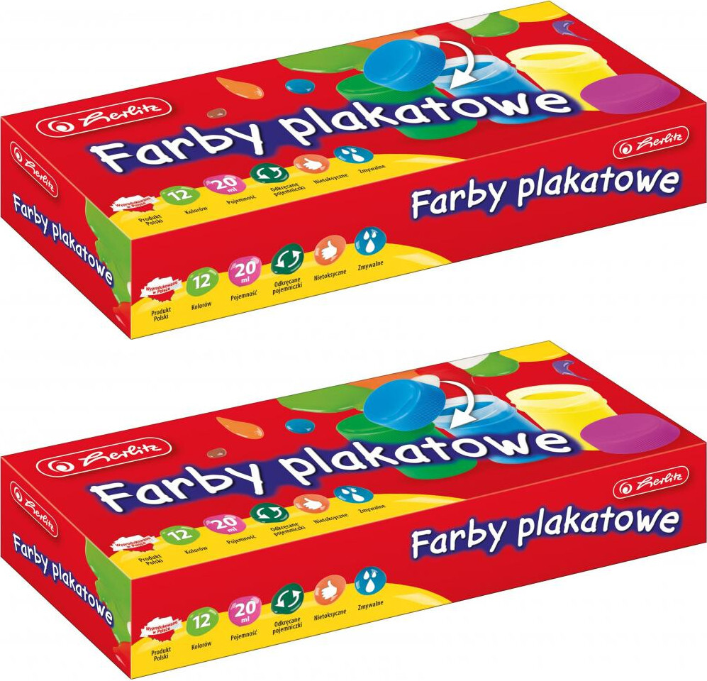2x Farby plakatowe Herlitz, 20ml, 12 sztuk, mix kolorów