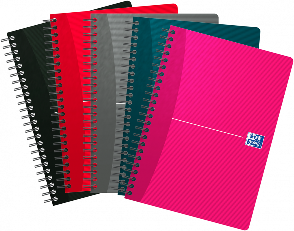 5x Kołonotatnik Oxford Essentials, A5, w linie, 90 kartek, okładka kartonowa, mix wzorów