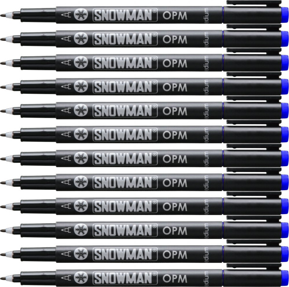 12x Foliopis permanentny Snowman OPM, średni, okrągła, 1mm, niebieski