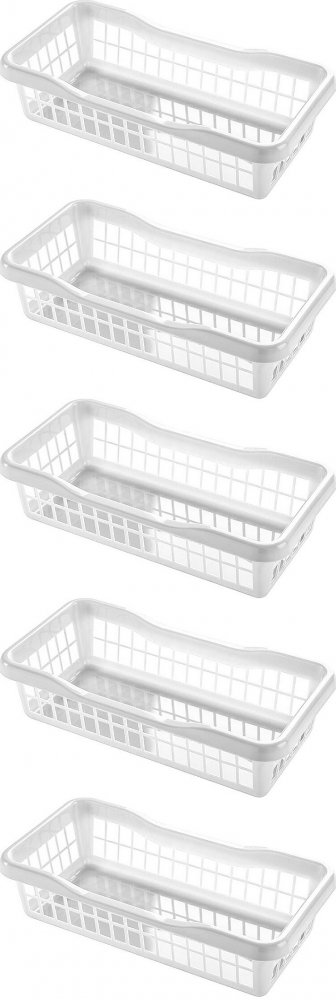 5x Koszyk do przechowywania Plafor 1, 200x100x50mm, 1l, biały