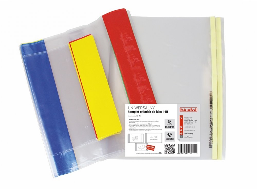 Komplet okładek Biurfol, do klas I-III, 10 sztuk, przezroczysty