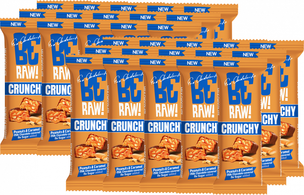 30x Baton BeRAW Crunchy, Peanuts & Caramel, 40g