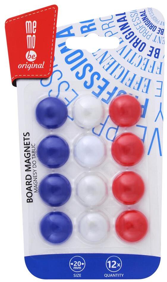 Magnesy MemoBe, 20mm, 12 sztuk, mix kolorów