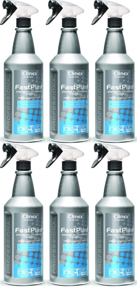 6x Preparat do czyszczenia plastiku Clinex FastPlast, z rozpylaczem, 1l