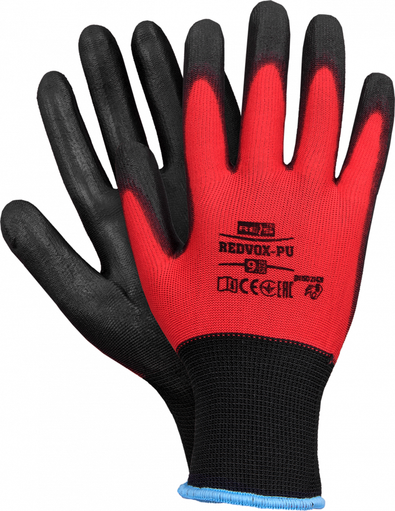 Rękawice robocze Reis REDVOX-PU CB, powlekane, rozmiar 10, czerwono-czarny