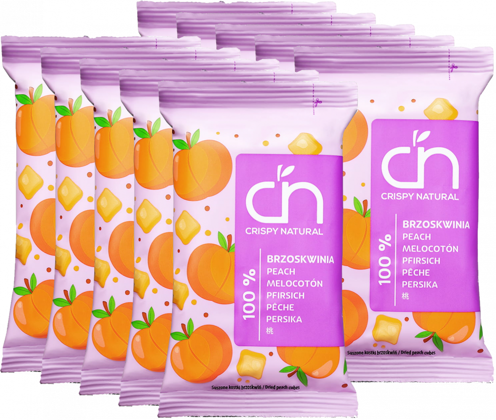 10x Suszone owoce Crispy Natural 100% Brzoskwinia, kostki, 12g
