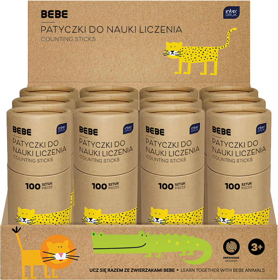 12x Patyczki do liczenia Interdruk BEBE Kids, drewniane, 100 sztuk