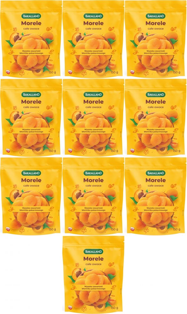 10x Morele suszone całe owoce Bakalland, 150g