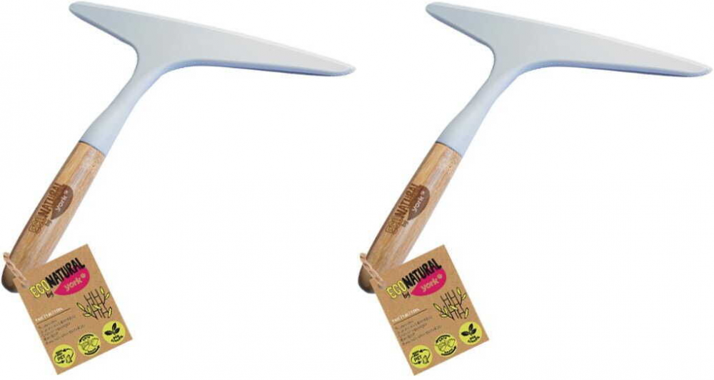 2x ściągaczka prysznicowa Eco Natural by York Bambus, biało-brązowy