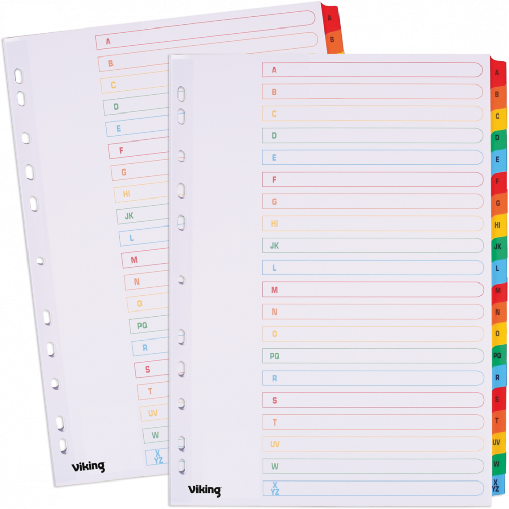 2x Przekładki do segregatora Viking, kartonowe, alfabetyczne, A4, 20 kart, biały