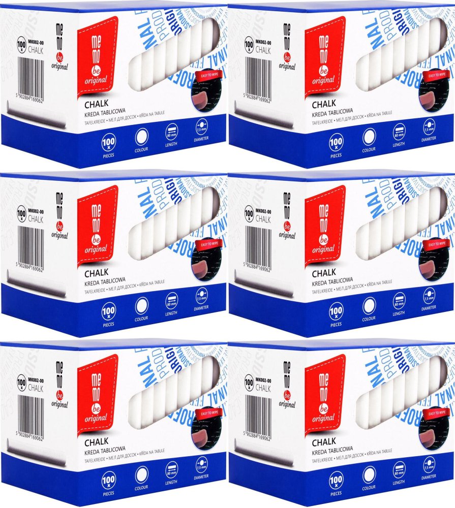 6x Kreda tablicowa MemoBe, 100 sztuk, biały