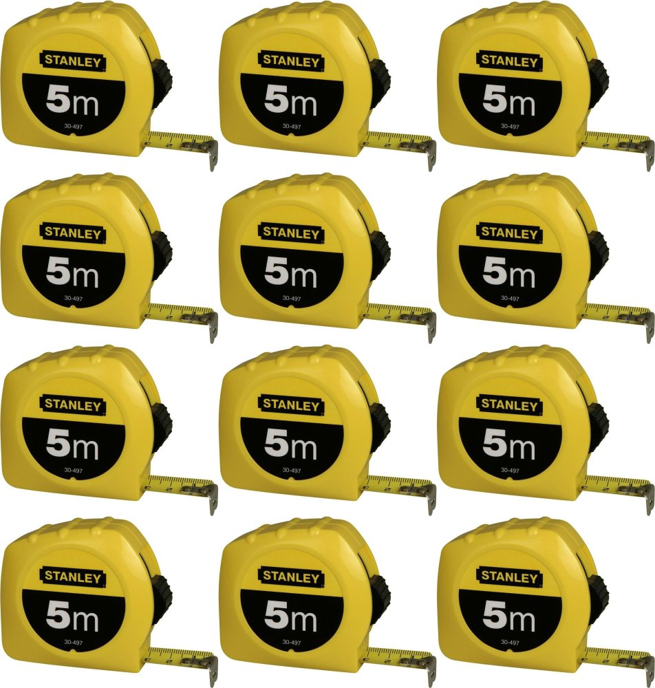 12x Miara zwijana Stanley, 19mmx5m, z blokadą, żółty