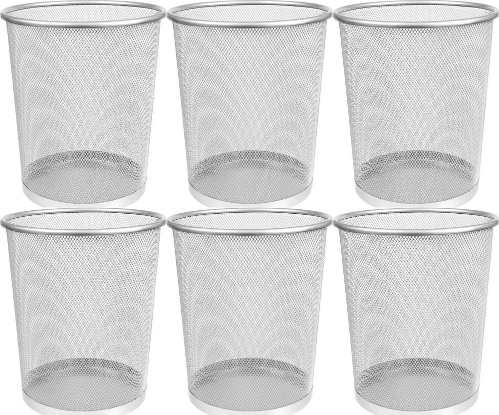 6x Kosz na śmieci MemoBe, metalowy, 23.5x27cm, srebrny