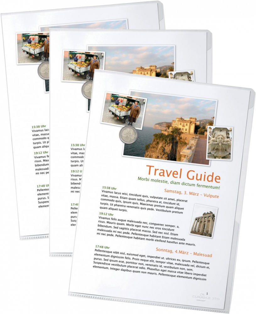 3x Ofertówka krystaliczna Durable "L", A4, 150μm, 50 sztuk, transparentny