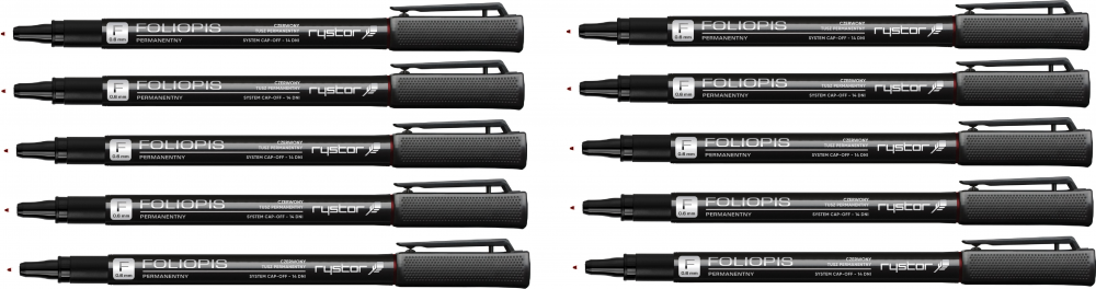 10x foliopis Rystor, FF, okrągła, 0.6mm, czerwony
