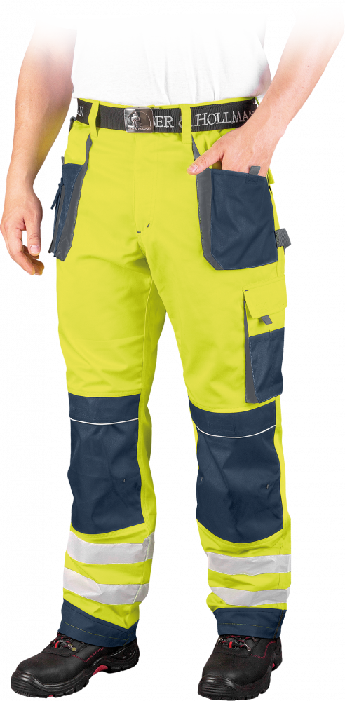 Spodnie robocze Leber&Hollman Formen, do pasa, odblaskowe, rozmiar 58, żółto-granatowy