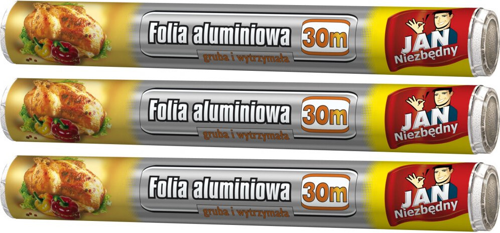 3x Folia aluminiowa Jan Niezbędny, rolka, 30m