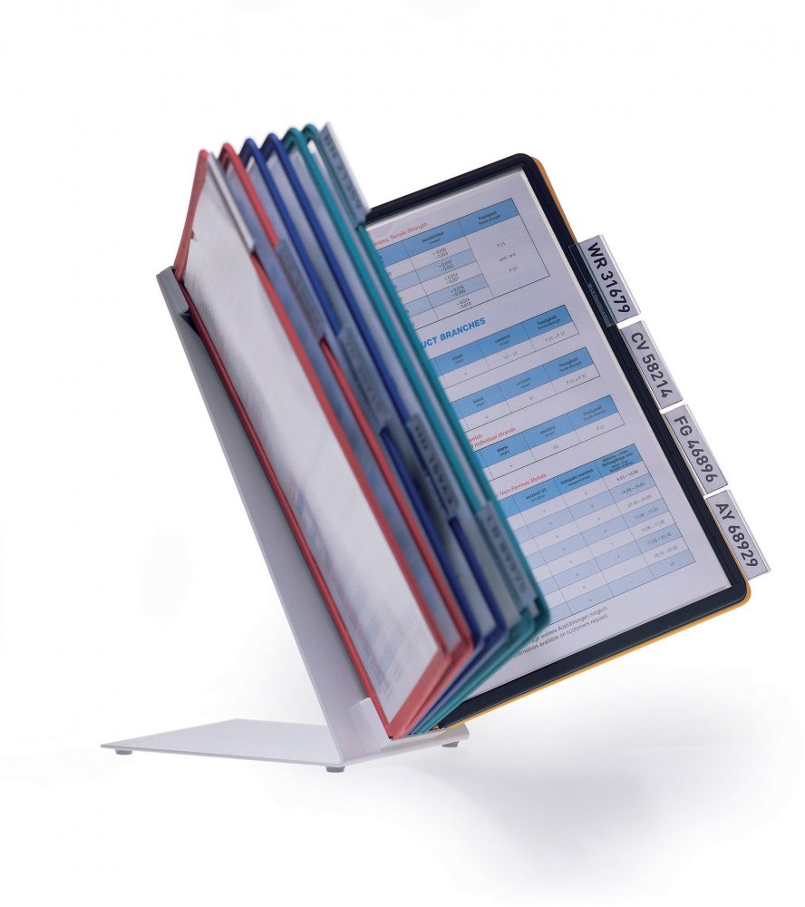 System paneli informacyjnych Durable Vario Display System Table, stołowy, A4, 10 paneli, mix kolorów