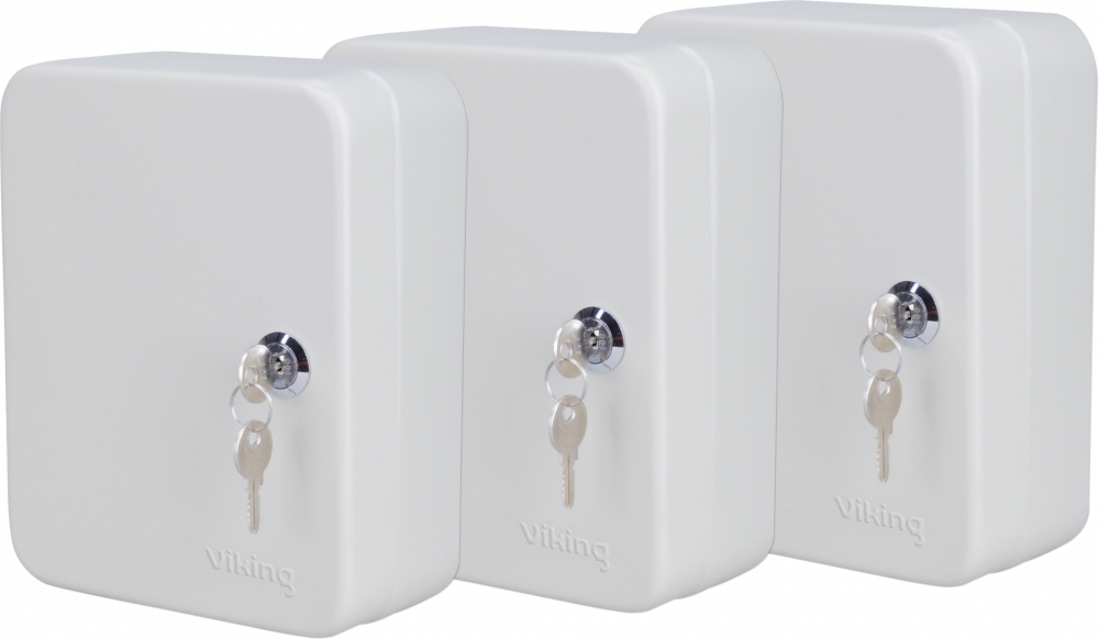 3x Szafka na klucze Viking, na 40 kluczy, z zawieszkami, szary