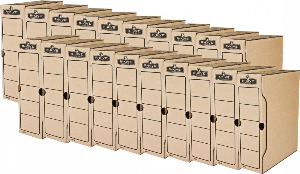 20x Pudło archiwizacyjne na akta Fellowes R-kive Basics, 100mm, brązowy