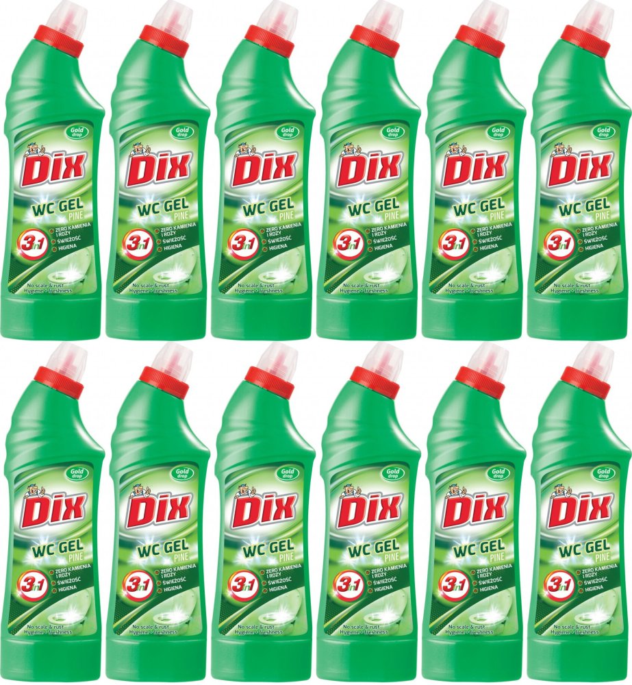 12x Żel do czyszczenia WC Gold Drop Dix, leśny, 0.75l