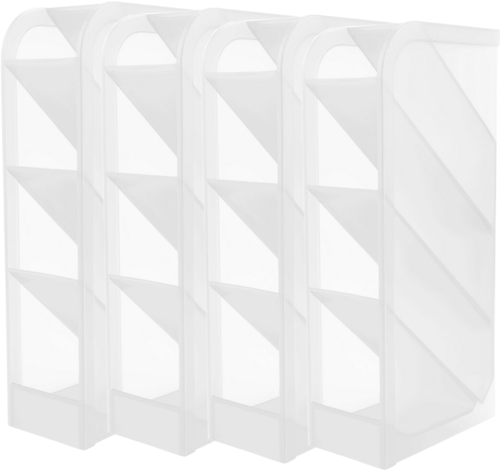 4x Przybornik na biurko D.Rect, pionowy, bez wyposażenia, 4 przegrody, 202x50x90mm, przezroczysty biały