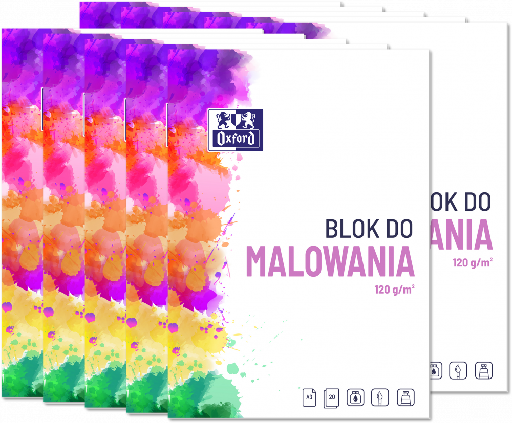 10x Blok rysunkowy do malowania Oxford, A3, 20 kartek, biały