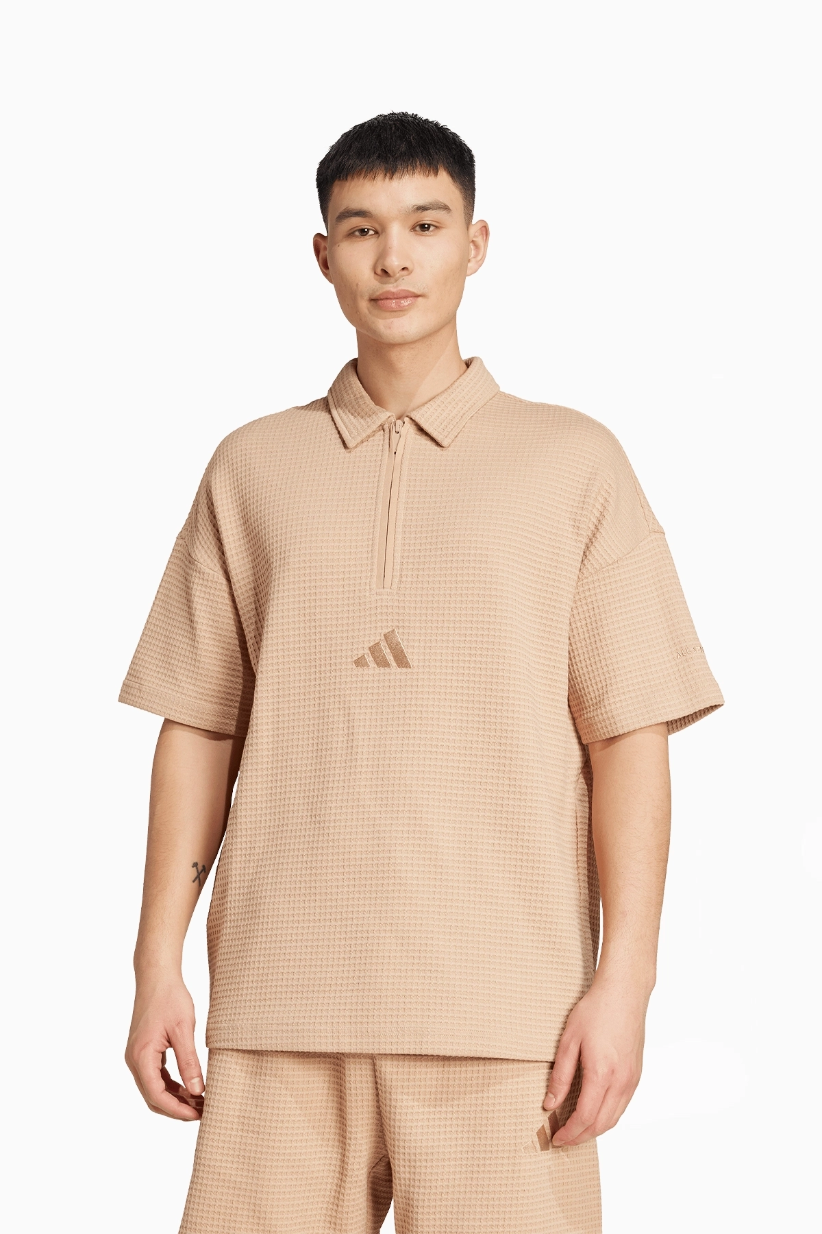 Koszulka adidas Waffle Knit Polo - Beżowy