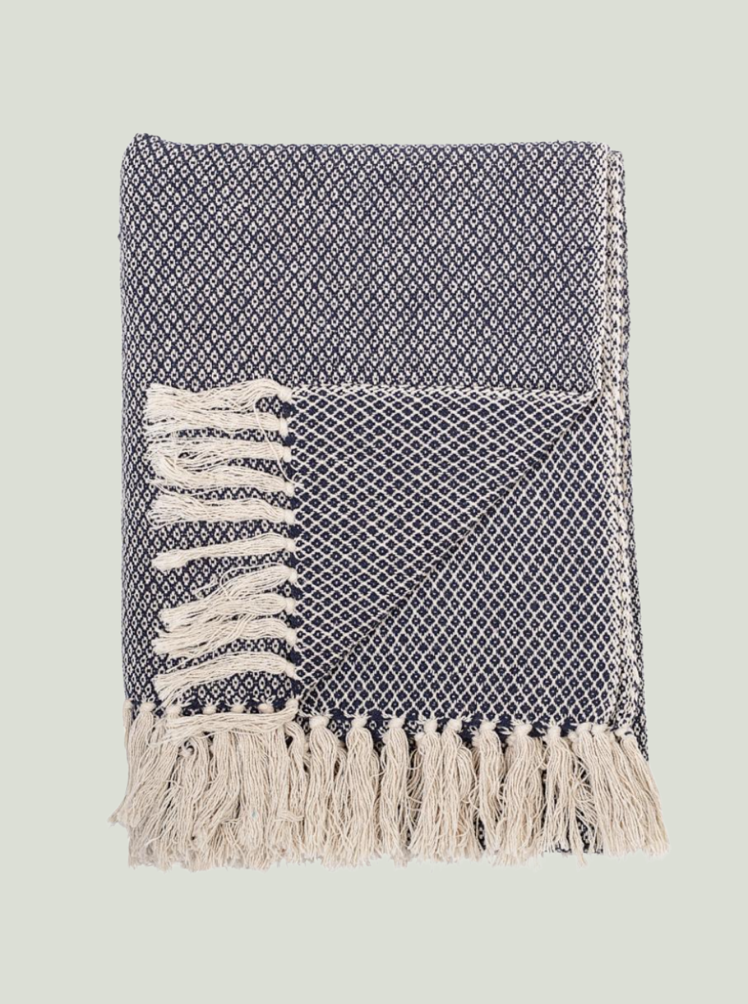 Narzuta Barry, blue, bawełna z recyklingu Bloomingville