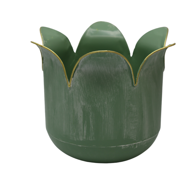 Osłonka kwiat metalowa zielona 31x31x23