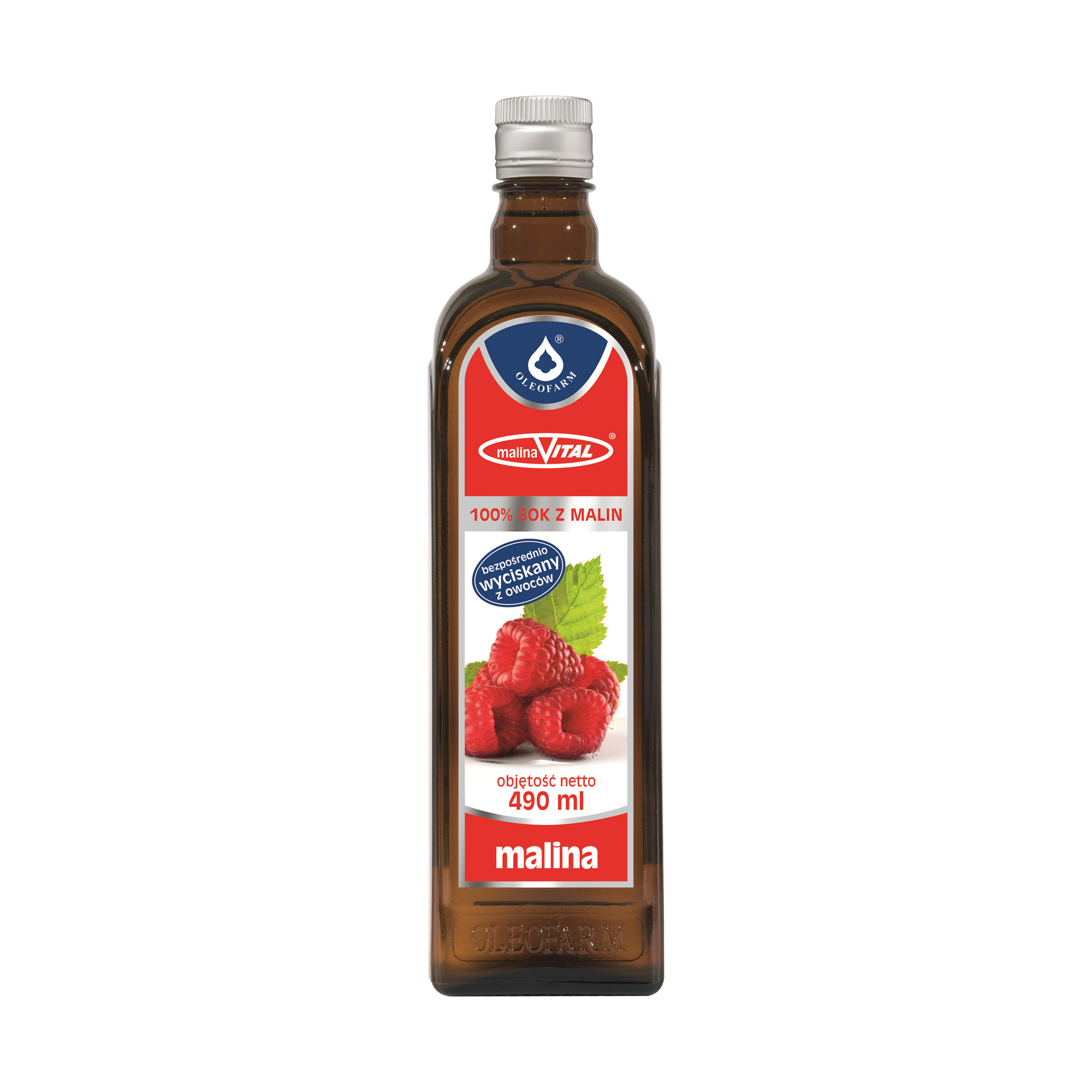 Malinavital, sok z malin 100%, 490 ml